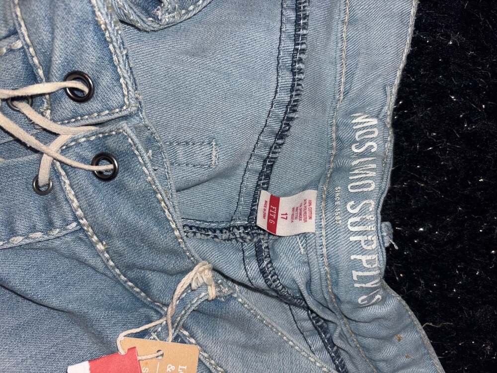 Mossimo Supply Co. Y2K Lace-Up Denim Shorts with Bead and Feather Detail - Picture 4 of 4